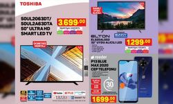 A101 market kataloğu bu hafta Toshiba ve Samsung televizyon, Kiwi elektrikli sefer tası, Piranha kumanda