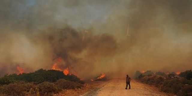 İzmir Çeşme Karaköy Karahisar orman yangını son durum Çeşme makilik yangın son dakika