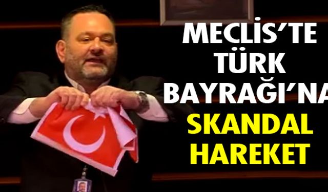 Türkiye'yi hedef alan hadsiz milletvekili, mecliste Türk Bayrağı'nı yırttı