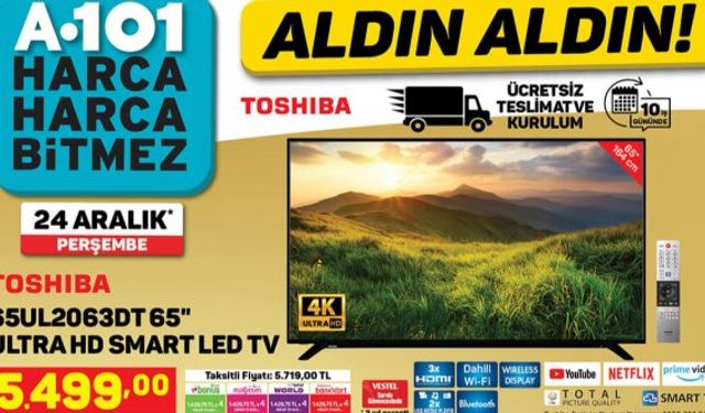 A101 ürünler kataloğu bu hafta Toshiba Led televizyon, Schafer Ventus saç kurutma makinesi