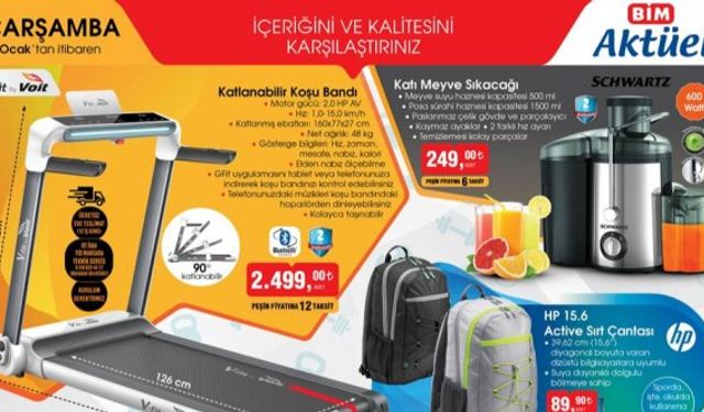 Bim market aktüel ürünler kataloğu bu hafta, Dijitsu televizyon, koşu bandı, akıllı bileklik