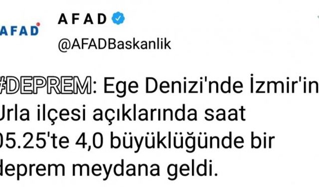 İzmir'de deprem son dakika... Urla açıklarında sabah saatlerinde deprem oldu