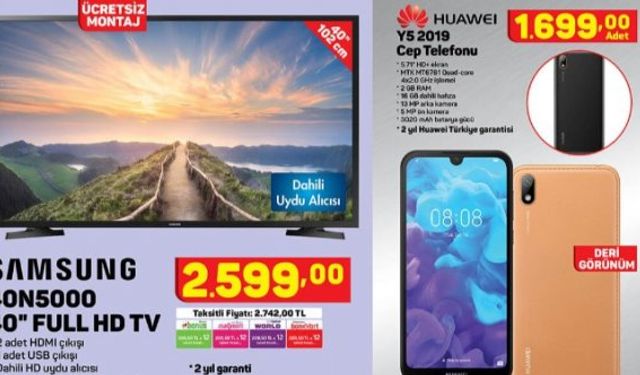 A101 aktüel bu hafta katalog, Samsung TV, Huawei cep telefonu