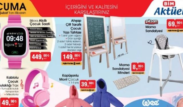 Bim indirimli aktüel ürünler kataloğu, Elton uydulu led televizyon, Heifer dikey süpürge, Bilicra akıllı çocuk saati