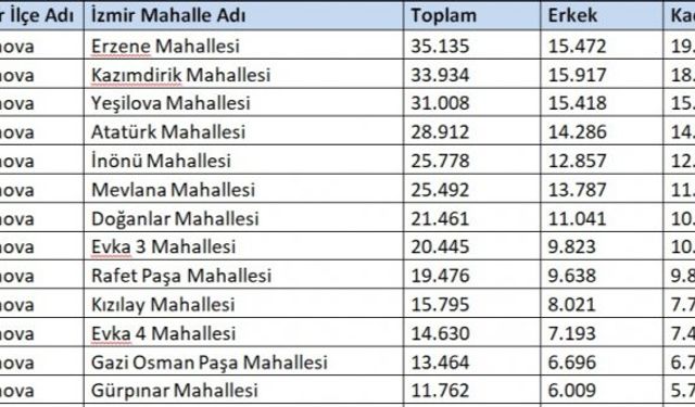 İzmir Bornova mahalleleri nüfusu 2021 Bornova mahalle isimleri