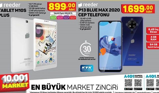 A101 indirimli aktüel ürünler kataloğu bu hafta Reeder M10S Plus Tablet ve Cep Telefonu, Samsung Süpürge