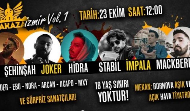 Yakaza İzmir Rap Fest Vol 1 konserleri festivali 2021 etkinliği Bornova’da