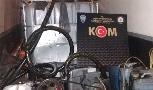 İzmir Çeşme Küçük Sanayi Sitesi’nde kaçak akaryakıt ele geçirildi