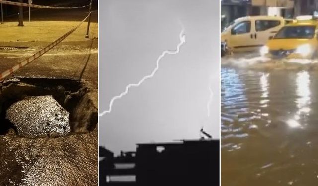 İzmir yine sağanak yağmura teslim oldu, İzmir sel felaketinde yollar çöktü