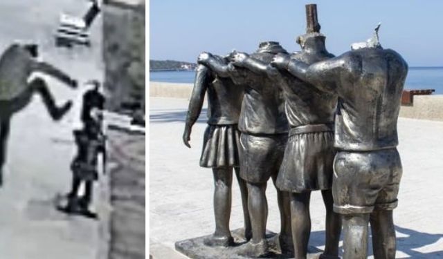 İzmir Dikili’de çocuk heykellerin başı kırılıp denize atıldı