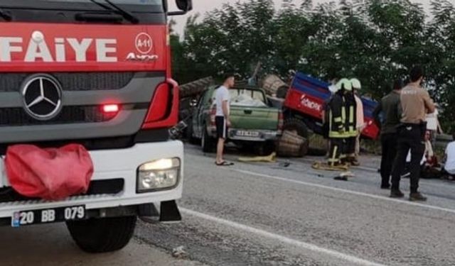 Denizli Tavas Kale yolunda trafik kazası traktör ile kamyonet çarpıştı: 11 yaralı