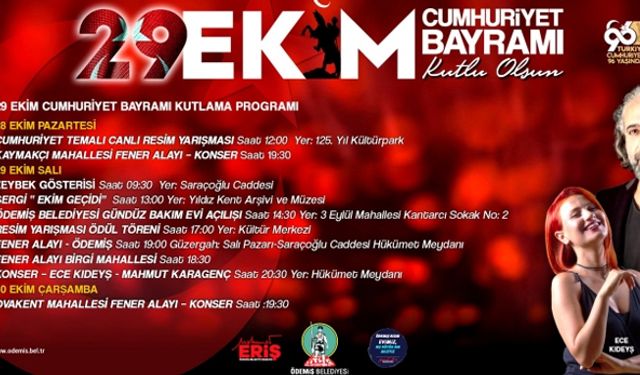 Ödemiş'te 29 Ekim 2019 Cumhuriyet Bayramı etkinlikleri başlıyor