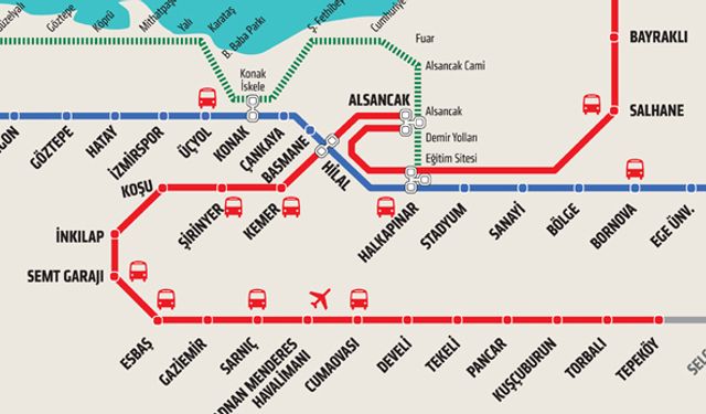 İzmir metro hattı çalışma saatleri, durakları, durak isimleri, biniş ücreti, kaç km uzunluğu