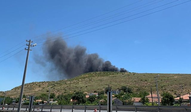 İzmir Aliağa Çaltılıdere Mahallesi'ndeki atık havuzda yangın çıktı