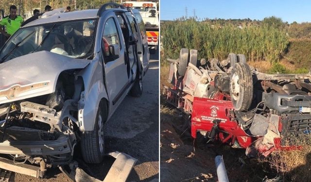 Urla’da trafik kazası, İtfaiye aracı otomobil ile çarpıştı: 4 yaralı