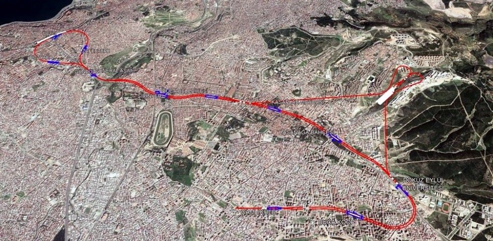 İzmir Buca Metrosu harita durakları