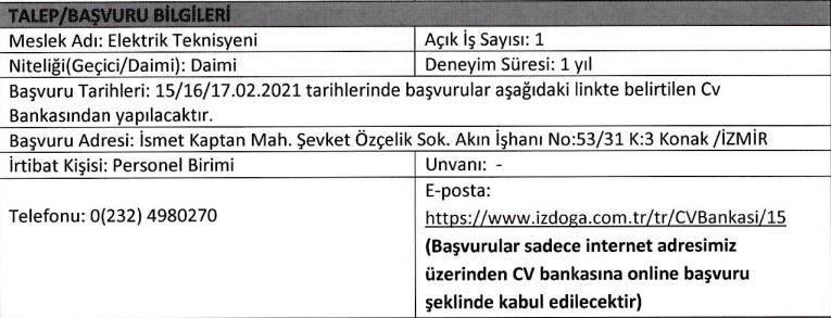 İZDOĞA personel alımı İzmir Büyükşehir Belediyesi