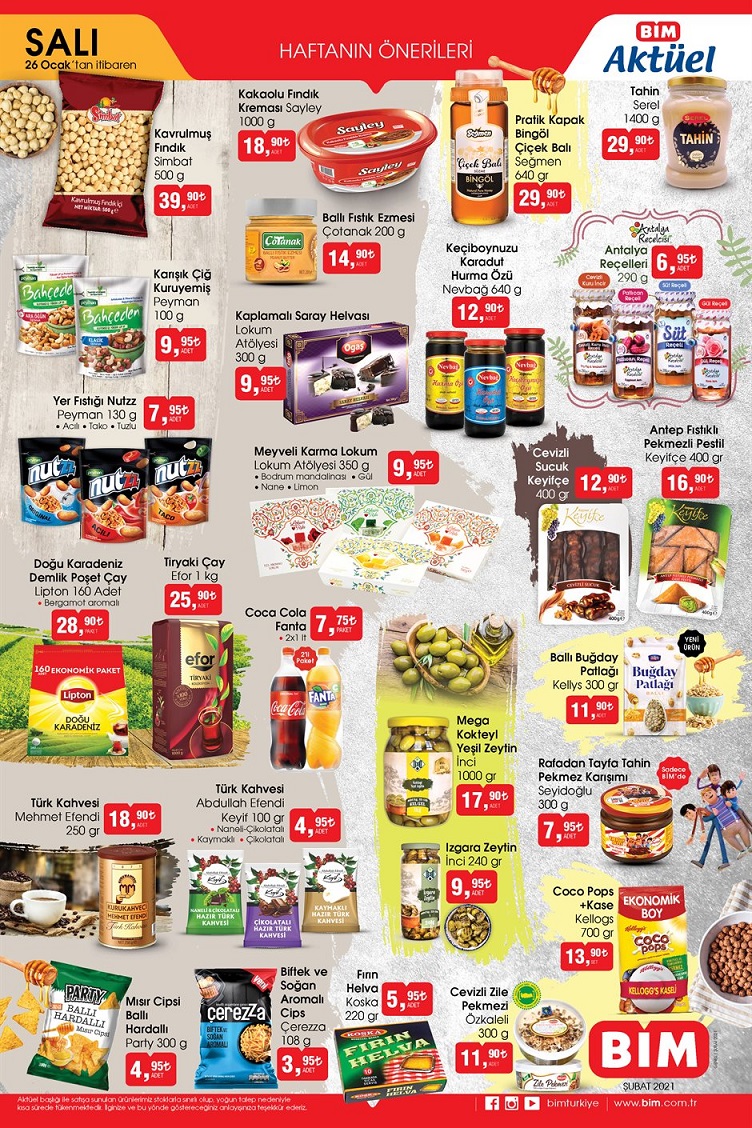 BİM market 26 Ocak Salı indirimli ürünler listesi