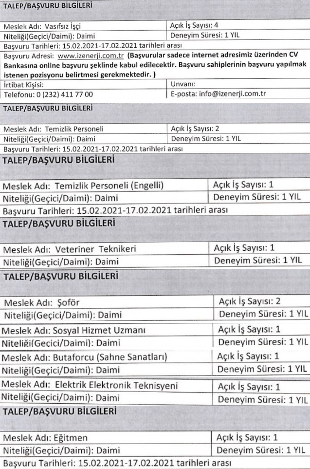 İzmir Büyükşehir Belediyesi personel alımı 2021 iş ilanları