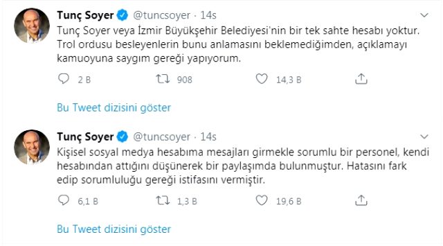 İzmir Büyükşehir Belediye Başkanı Tunç Soyer'in danışmanı istifa etti